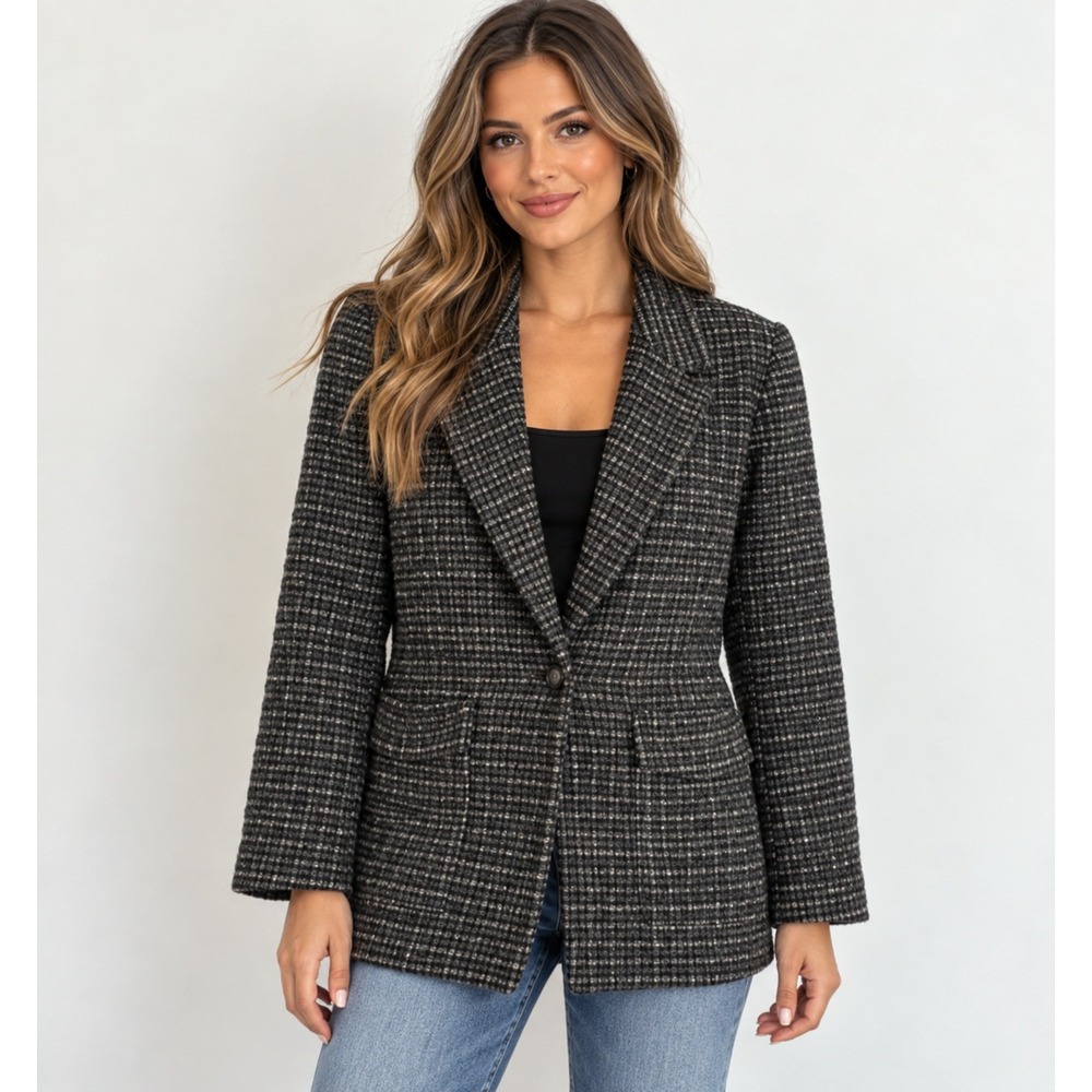 Liz Claiborne Collection Wool Tweed Blazer Quiet Luxury Old Money Preppy Career